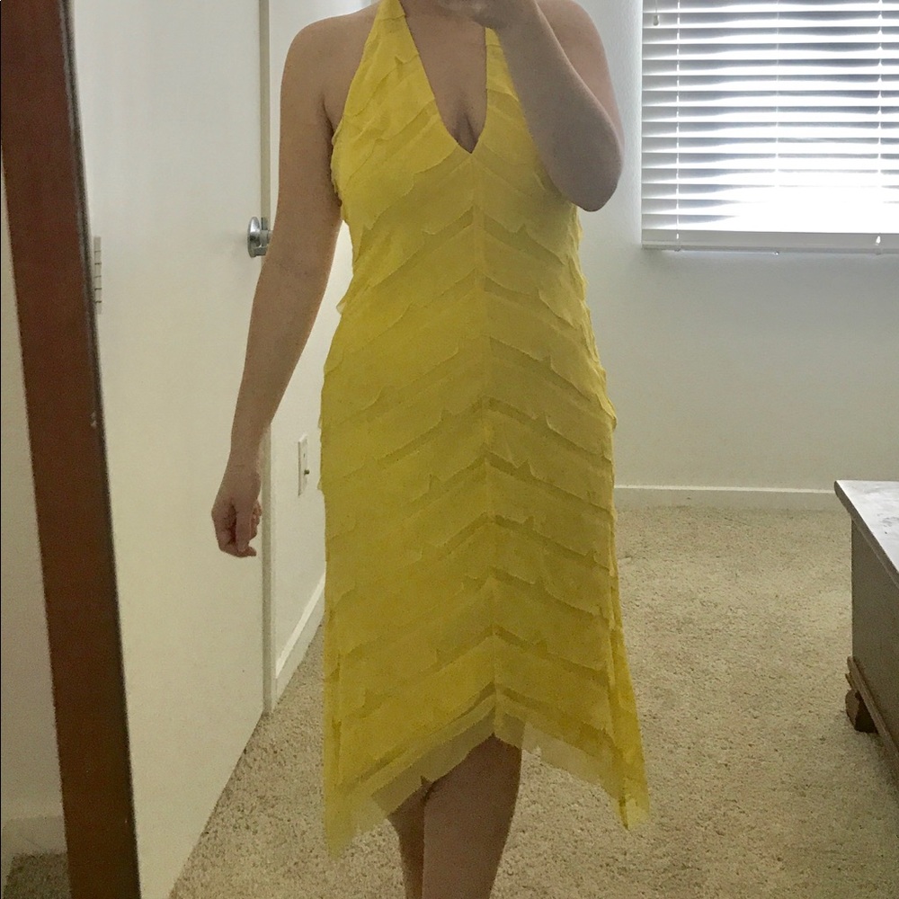 BCBG yellow evening dress